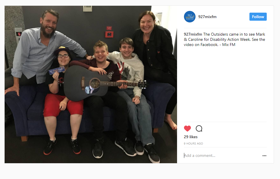 Allycia and The Outsiders with Mark and Caroline from 92.7 Mix Fm
