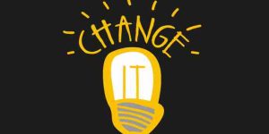 picture of a hand drawn light bulb with the word change on top