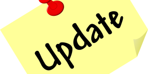 Sticky note with 'update'