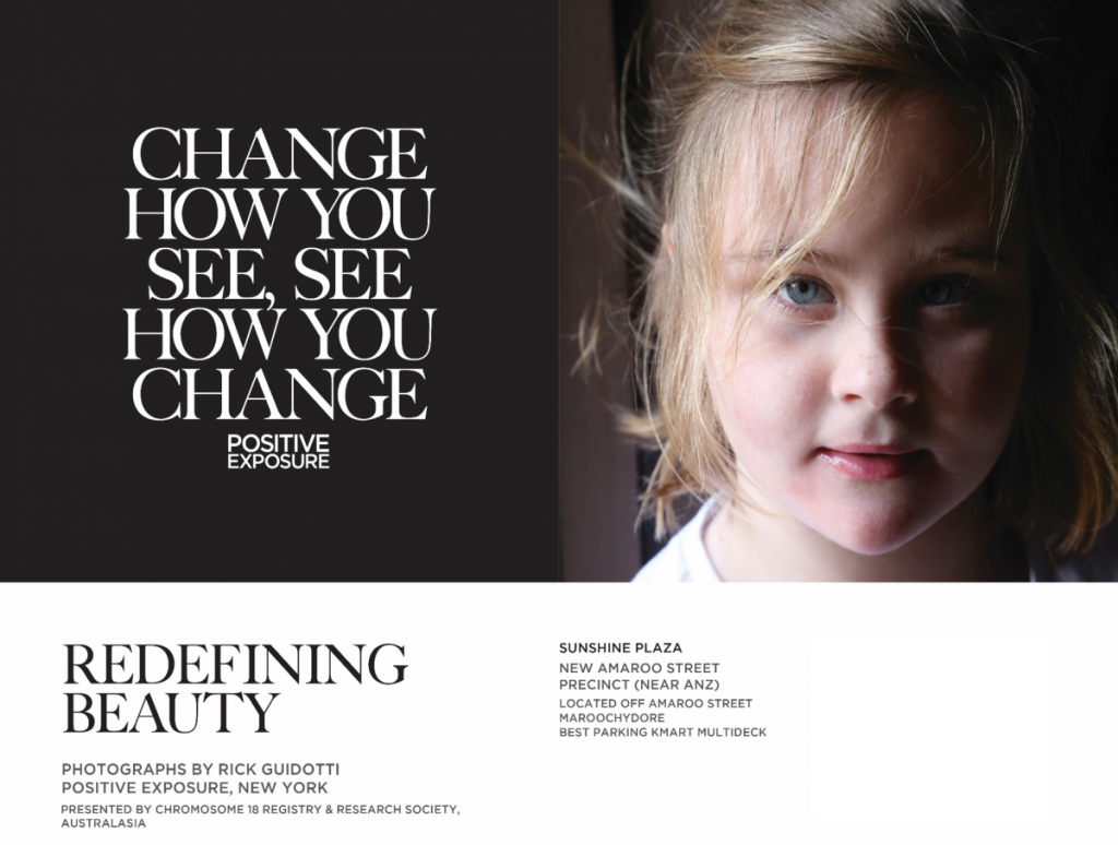 Advertisement for the exhibition. Main text reads: Change how you see, see how you change.