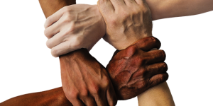 4 hands gripping each other