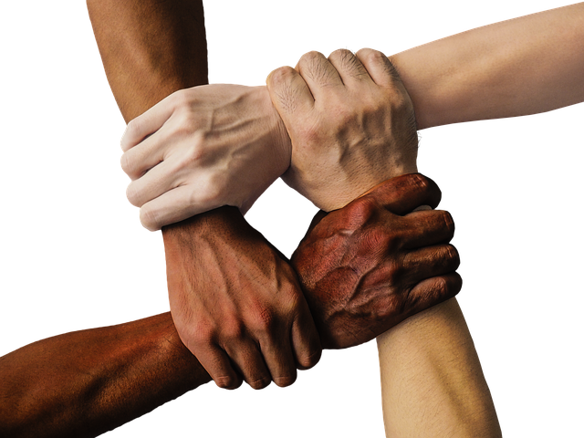4 hands gripping each other