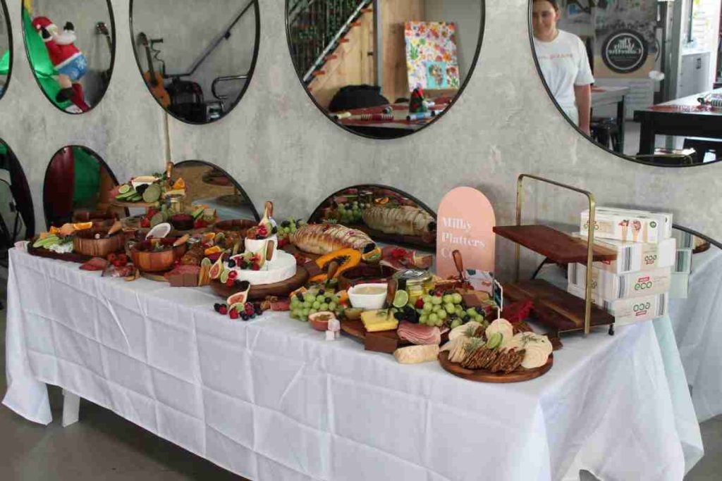 Table showing food platters.